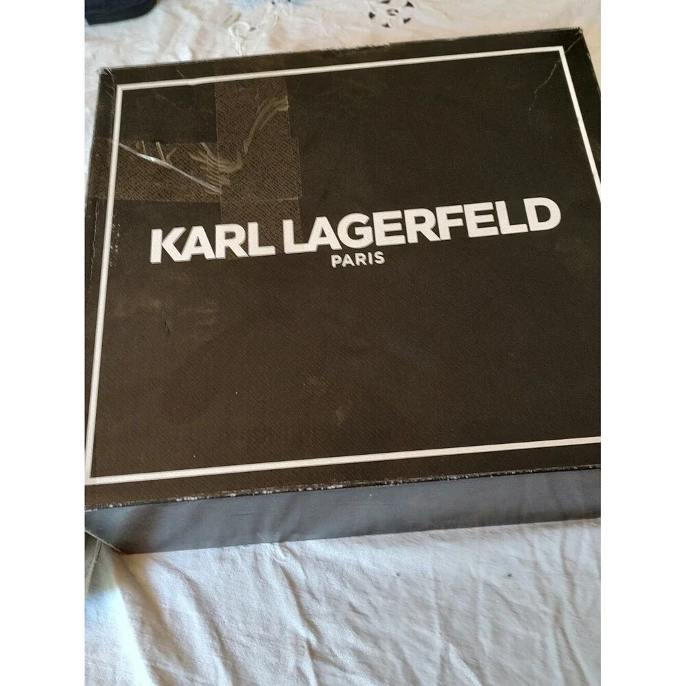 Karl Lagerfeld Women's Pippa Lug Sole Combat Boot Black Rhinestones Size 6